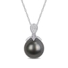 Thumbnail Image 0 of 11.0-12.0mm Black Tahitian Cultured Pearl and 0.10 CT. T.W. Composite Diamond Drop Pendant in 10K White Gold-17"