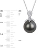 Thumbnail Image 2 of 11.0-12.0mm Black Tahitian Cultured Pearl and 0.10 CT. T.W. Composite Diamond Drop Pendant in 10K White Gold-17"