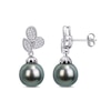 Thumbnail Image 0 of Baroque Black Tahitian Cultured Pearl and 0.19 CT. T.W. Composite Diamond Leaves Drop Earrings in 10K White Gold