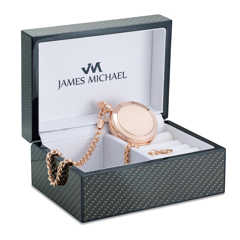 Men's James Michael Rose-Tone Pocket Watch with Black Dial (Model: PQA181143C)