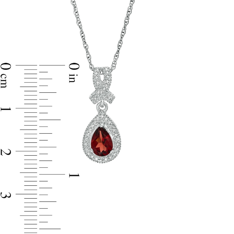 Pear-Shaped Garnet and Diamond Accent Teardrop Frame Pendant and Stud Earrings Set in Sterling Silver|Peoples Jewellers
