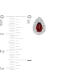 Pear-Shaped Garnet and Diamond Accent Teardrop Frame Pendant and Stud Earrings Set in Sterling Silver