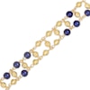 Thumbnail Image 0 of Navy Blue Enamel and Diamond-Cut Bead Bracelet in 14K Gold - 7.75"