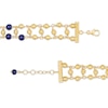 Thumbnail Image 2 of Navy Blue Enamel and Diamond-Cut Bead Bracelet in 14K Gold - 7.75"