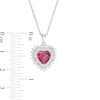 Thumbnail Image 2 of 7.0mm Lab-Created Ruby and White Sapphire Starburst Frame Heart Pendant in Sterling Silver