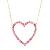 Thumbnail Image 0 of Lab-Created Ruby Heart Outline Necklace in Sterling Silver with 14K Gold Plate
