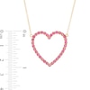 Thumbnail Image 2 of Lab-Created Ruby Heart Outline Necklace in Sterling Silver with 14K Gold Plate