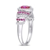 Thumbnail Image 2 of 6.0mm Heart-Shaped Lab-Created Ruby and White Sapphire Ripple Shank Ring in Sterling Silver