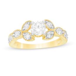 0.95 CT. T.W. Diamond Leaf Sides Vintage-Style Engagement Ring in 10K Gold