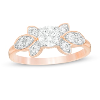 0.80 CT. T.W. Diamond Tri-Sides Engagement Ring in 10K Rose Gold