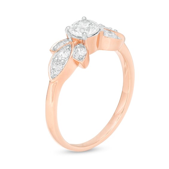 0.80 CT. T.W. Diamond Tri-Sides Engagement Ring in 10K Rose Gold