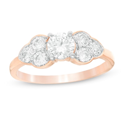 0.95 CT. T.W. Diamond Tri-Sides Engagement Ring in 10K Rose Gold