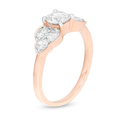 0.95 CT. T.W. Diamond Tri-Sides Engagement Ring in 10K Rose Gold