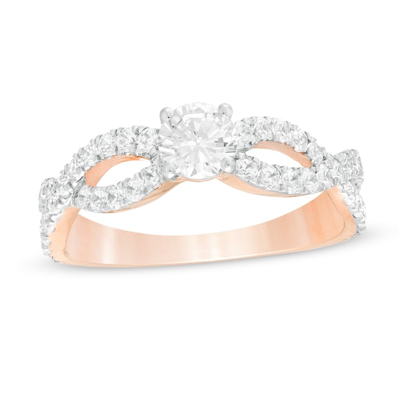 0.95 CT. T.W. Diamond Infinity Twist Shank Engagement Ring in 10K Rose Gold