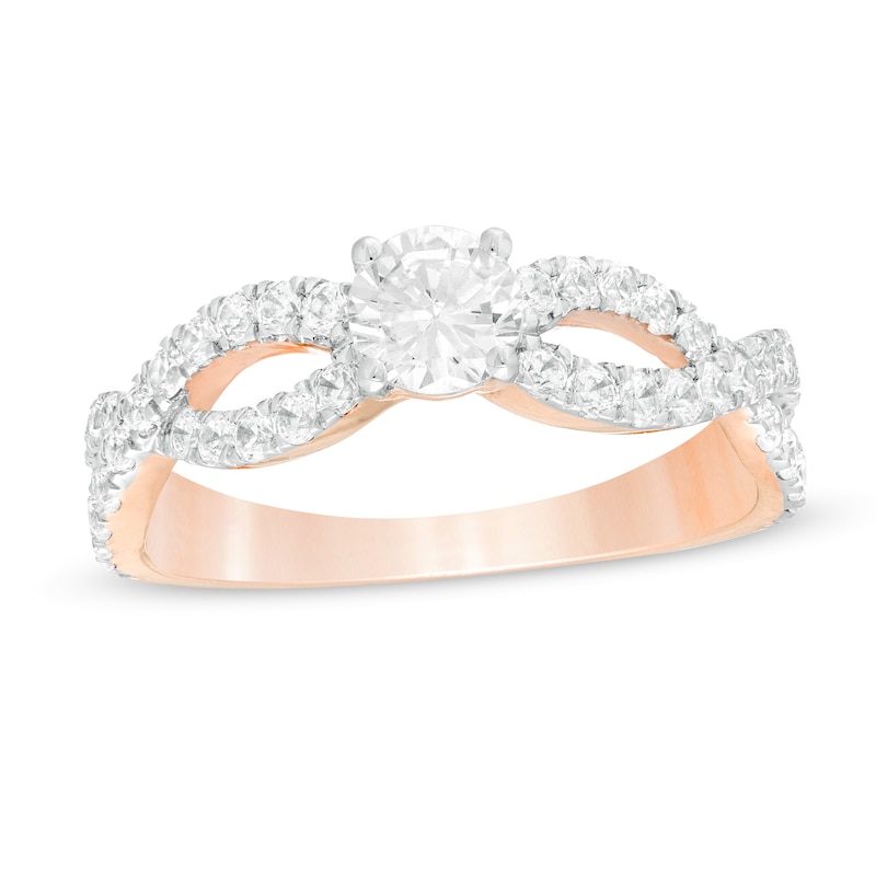 0.95 CT. T.W. Diamond Infinity Twist Shank Engagement Ring in 10K Rose Gold|Peoples Jewellers