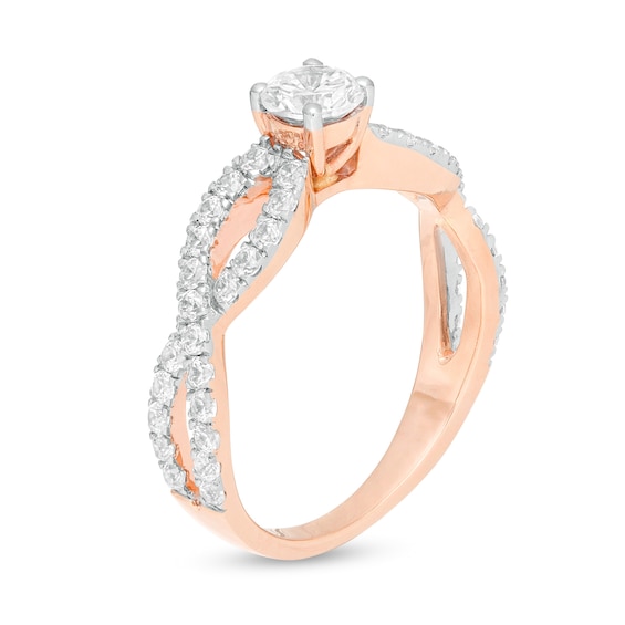 0.95 CT. T.W. Diamond Infinity Twist Shank Engagement Ring in 10K Rose Gold