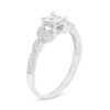 0.37 CT. T.W. Princess-Cut Diamond Leaf Sides Vintage-Style Engagement Ring in 10K Gold