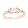 Thumbnail Image 1 of 0.37 CT. T.W. Princess-Cut Diamond Leaf Sides Vintage-Style Engagement Ring in 10K Rose Gold