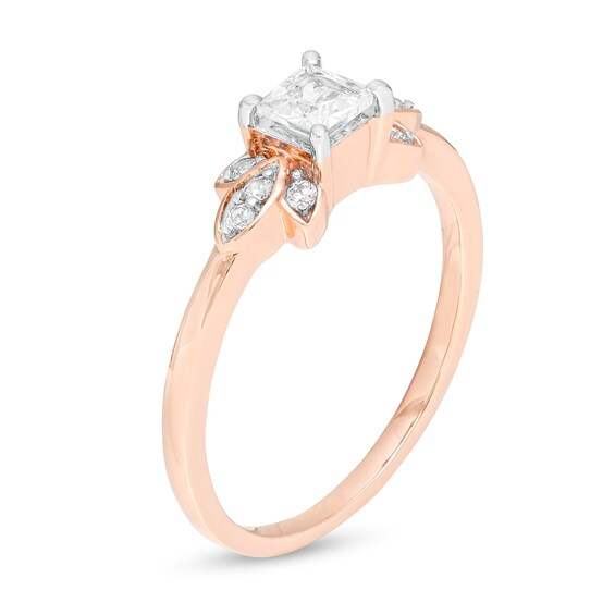 0.37 CT. T.W. Princess-Cut Diamond Tri-Sides Engagement Ring in 10K Rose Gold