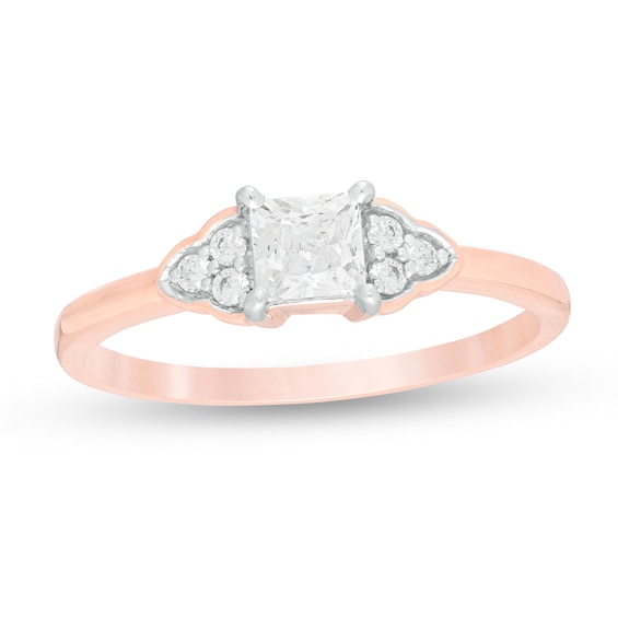 0.37 CT. T.W. Princess-Cut Diamond Tri-Sides Engagement Ring in 10K Rose Gold