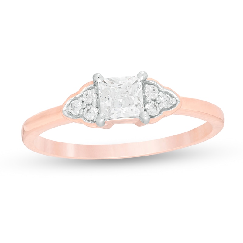 0.37 CT. T.W. Princess-Cut Diamond Tri-Sides Engagement Ring in 10K Rose Gold|Peoples Jewellers