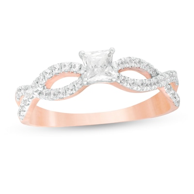 0.45 CT. T.W. Princess-Cut Diamond Infinity Twist Shank Engagement Ring in 10K Rose Gold