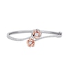 Thumbnail Image 0 of Lab-Created White Sapphire Flower Bypass Bangle in Sterling Silver and Rose Rhodium - 7.5"