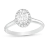 Thumbnail Image 0 of 1.11 CT. T.W. Certified Oval Diamond Frame Engagement Ring in 14K White Gold (I/I2)