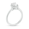 1.11 CT. T.W. Certified Oval Diamond Frame Engagement Ring in 14K White Gold (I/I2)