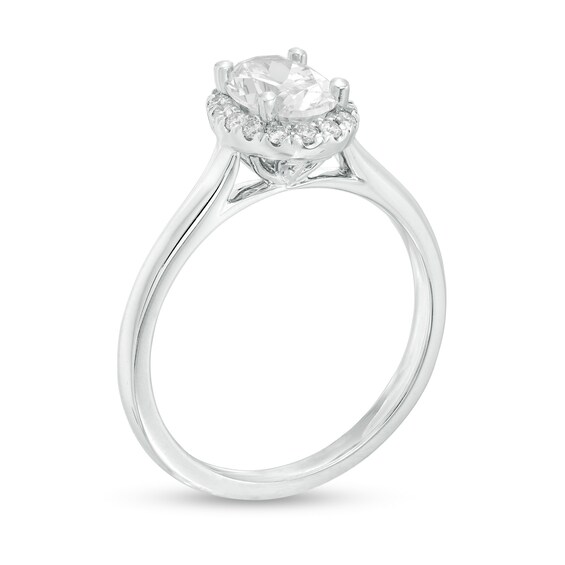 1.11 CT. T.W. Certified Oval Diamond Frame Engagement Ring in 14K White Gold (I/I2)