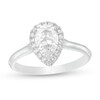 Thumbnail Image 0 of 1.11 CT. T.W. Certified Pear-Shaped Diamond Frame Engagement Ring in 14K White Gold (I/I2)