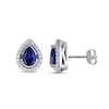 Thumbnail Image 1 of Pear-Shaped Lab-Created Blue and White Sapphire Teardrop Frame Stud Earrings in Sterling Silver