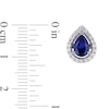 Thumbnail Image 3 of Pear-Shaped Lab-Created Blue and White Sapphire Teardrop Frame Stud Earrings in Sterling Silver