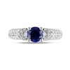 Thumbnail Image 3 of 6.0mm Lab-Created Blue and White Sapphire Collar Double Row Vintage-Style Ring in Sterling Silver