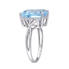 Emerald-Cut Sky Blue and White Topaz Crossover Shank Ring in Sterling Silver