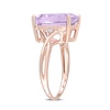 Thumbnail Image 2 of Emerald-Cut Amethyst and White Topaz Crossover Shank Ring in Sterling Silver with Rose Rhodium