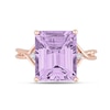 Thumbnail Image 3 of Emerald-Cut Amethyst and White Topaz Crossover Shank Ring in Sterling Silver with Rose Rhodium