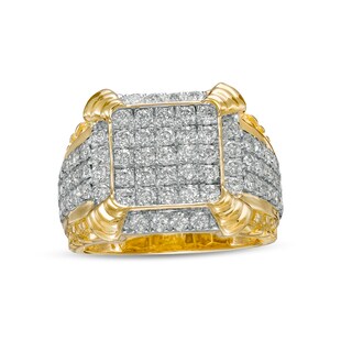 Men's 2.23 CT. T.W. Diamond Cushion-Top Prong Ring in 10K Gold