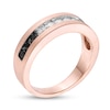 Men's 0.75 CT. T.W. Enhanced Black and White Diamond Channel Band in 10K Rose Gold