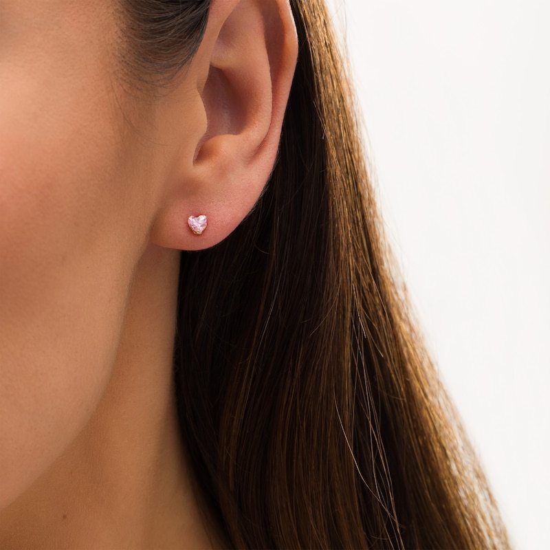 4.0mm Cubic Zirconia Solitaire Stud Earrings Set in 14K Gold|Peoples Jewellers