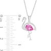 Pear-Shaped Lab-Created Pink Sapphire and Diamond Accent Flamingo Pendant in Sterling Silver