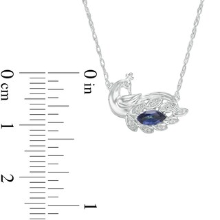 Marquise Lab-Created Blue Sapphire and Diamond Accent Peacock Necklace in Sterling Silver