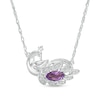 Marquise Amethyst and Diamond Accent Peacock Necklace in Sterling Silver