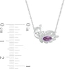 Marquise Amethyst and Diamond Accent Peacock Necklace in Sterling Silver