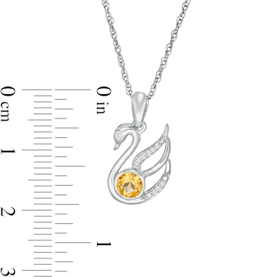 4.0mm Citrine and Diamond Accent Swan Pendant in Sterling Silver