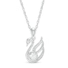 Thumbnail Image 0 of 4.0mm Lab-Created White Sapphire and Diamond Accent Swan Pendant in Sterling Silver