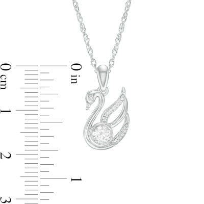 4.0mm Lab-Created Sapphire and Diamond Accent Swan Pendant in Sterling Silver