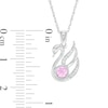 Thumbnail Image 3 of 4.0mm Lab-Created Pink Sapphire and Diamond Accent Swan Pendant in Sterling Silver