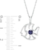 4.0mm Lab-Created Blue Sapphire and Diamond Accent Angel Fish Pendant in Sterling Silver