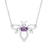 Thumbnail Image 0 of Oval Amethyst and Diamond Accent Bumblebee Necklace in Sterling Silver